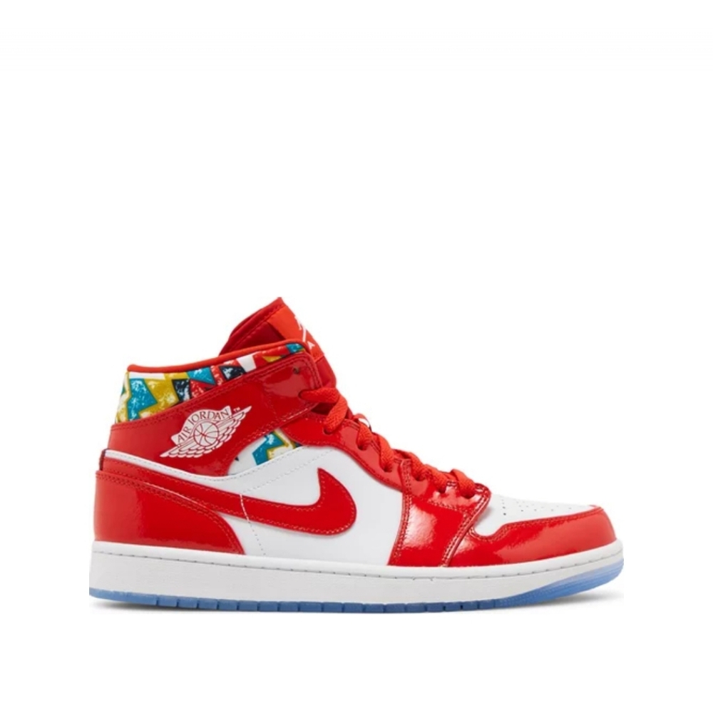 Nike Jordan 1 Mid SE Barcelona Sweater Red And White Sneaker Size 10.5 M…